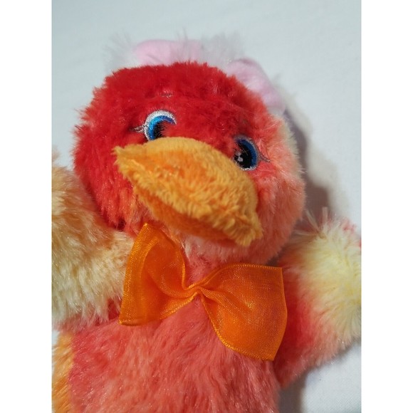 Dandee Easter Plush Duck Stuffed Animal Orange Yellow  w Bunny Ears Sewn Eyes - Picture 7 of 7